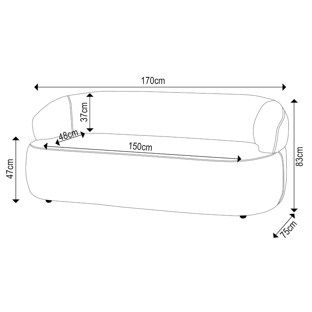 Sofá 3 Lugares Living Orgânico Sala de Estar 170cm Conka F05 Boucle Bege - Mpozenato