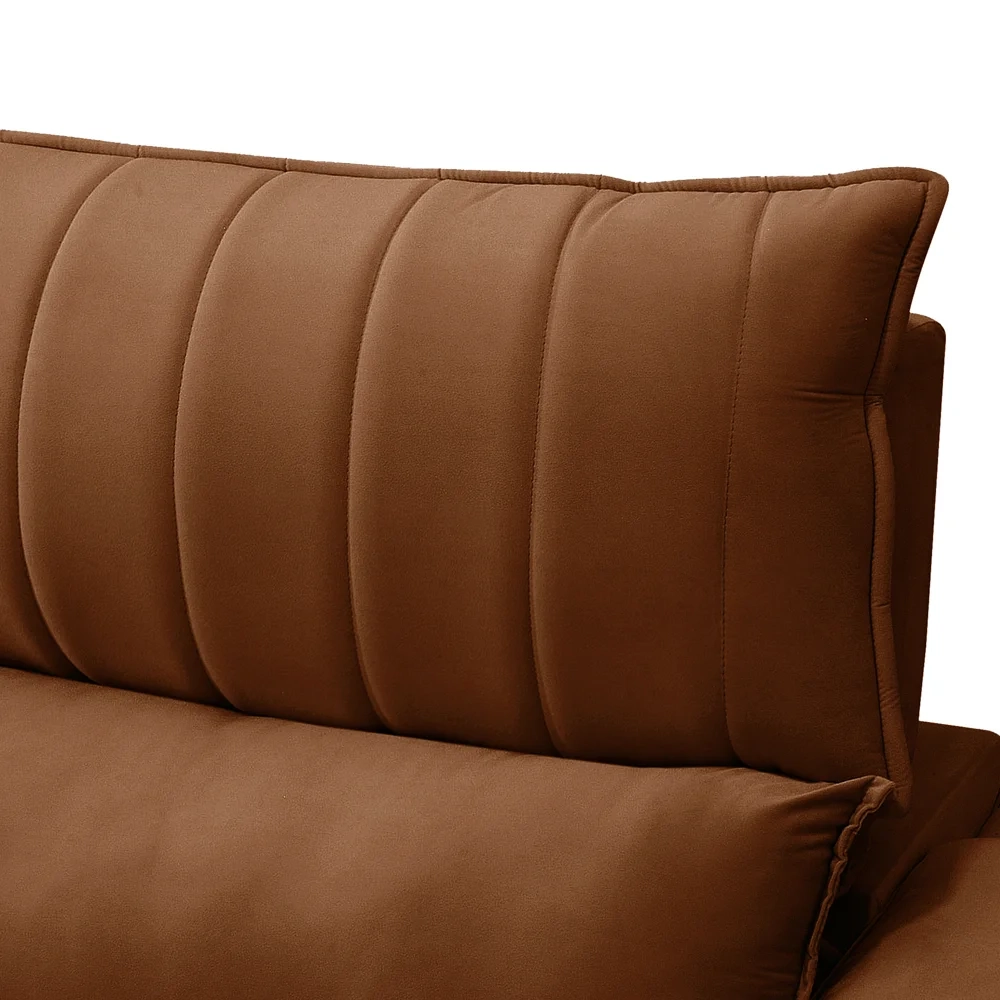 Sofá Retrátil 3 Lugares com Porta Copo 250cm Andes F05 Veludo Terracota - Mpozenato