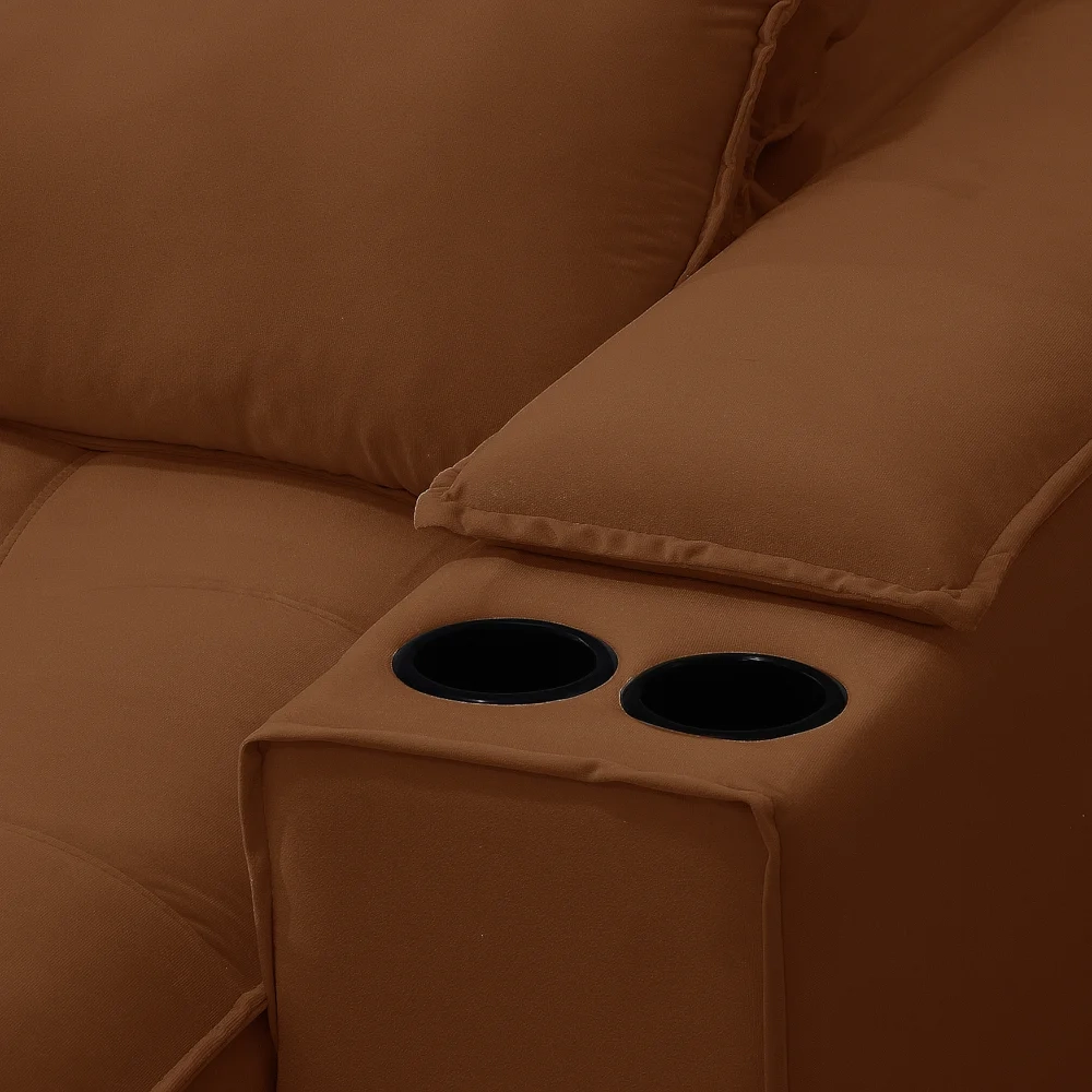 Sofá Retrátil 3 Lugares com Porta Copo 250cm Andes F05 Veludo Terracota - Mpozenato