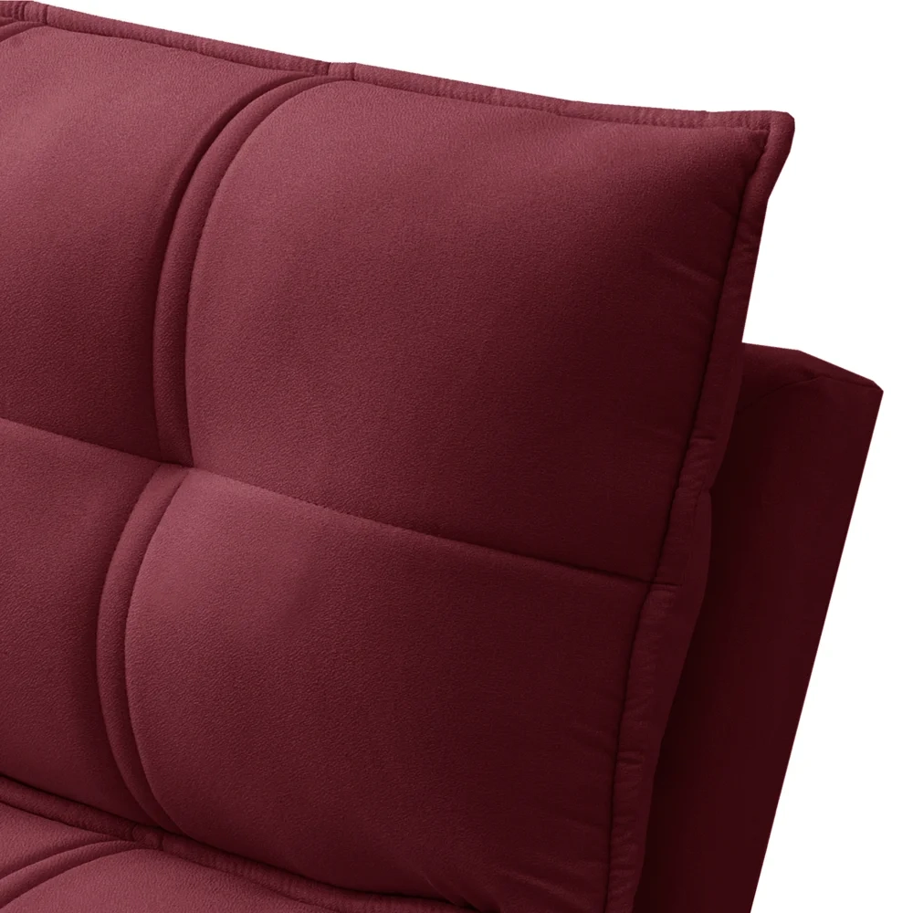 Sofá Retrátil 3 Lugares com Porta Copo 250cm Malta F05 Veludo Bordô - Mpozenato