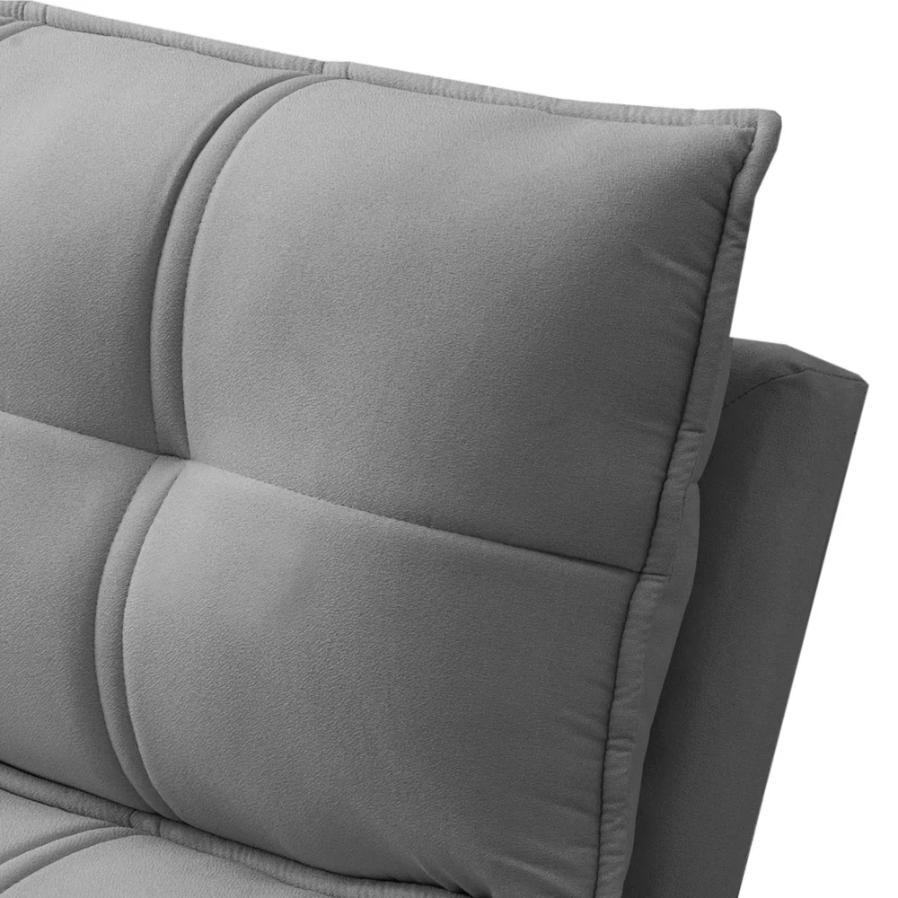 Sofá Retrátil 3 Lugares com Porta Copo 250cm Malta F05 Veludo Cinza - Mpozenato