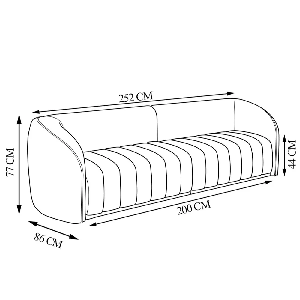 Sofá Living Decorativo 3 Lugares 252cm Meris Z32 Boucle Bege - Mpozenato