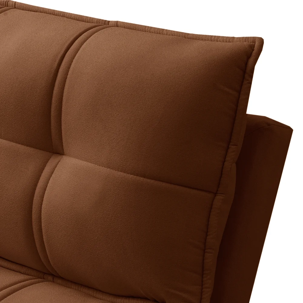 Sofá Retrátil 3 Lugares com Porta Copo 250cm Malta F05 Veludo Terracota - Mpozenato