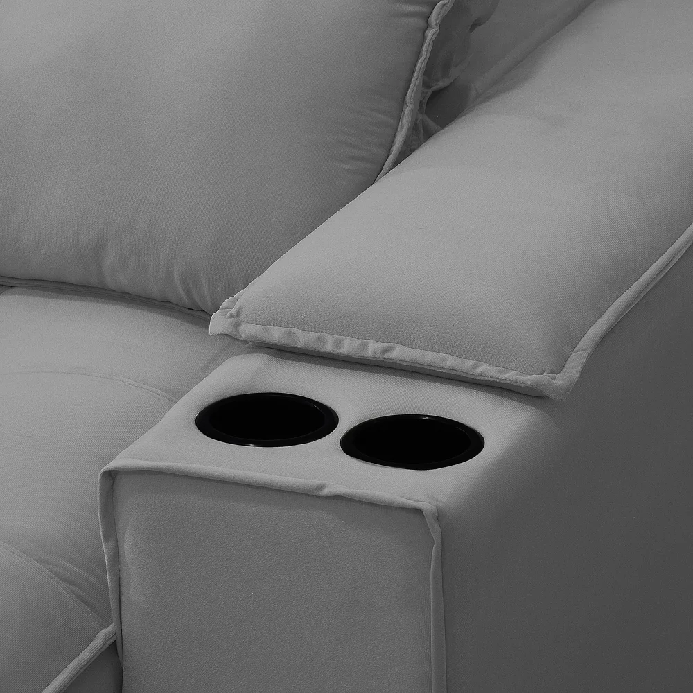 Sofá Retrátil 4 Lugares com Porta Copo 280cm Andes F05 Veludo Cinza - Mpozenato