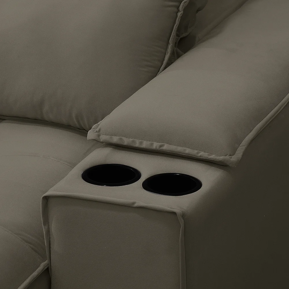 Sofá Retrátil 4 Lugares com Porta Copo 280cm Andes F05 Veludo Marrom - Mpozenato