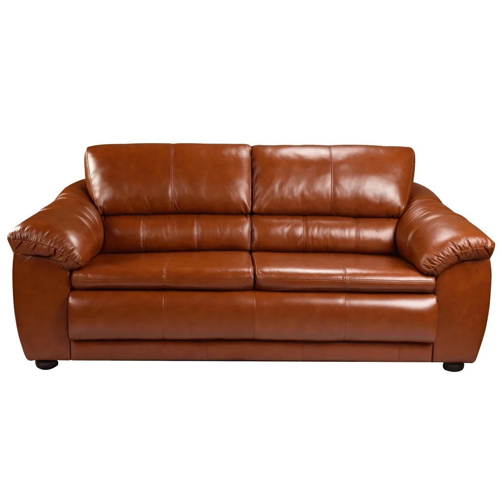 Sofá 2 Lugares Sala de Estar 155cm Veneza Couro Conhaque  - Scala Decor