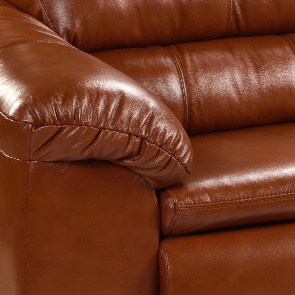 Sofá 2 Lugares Sala de Estar 155cm Veneza Couro Conhaque  - Scala Decor