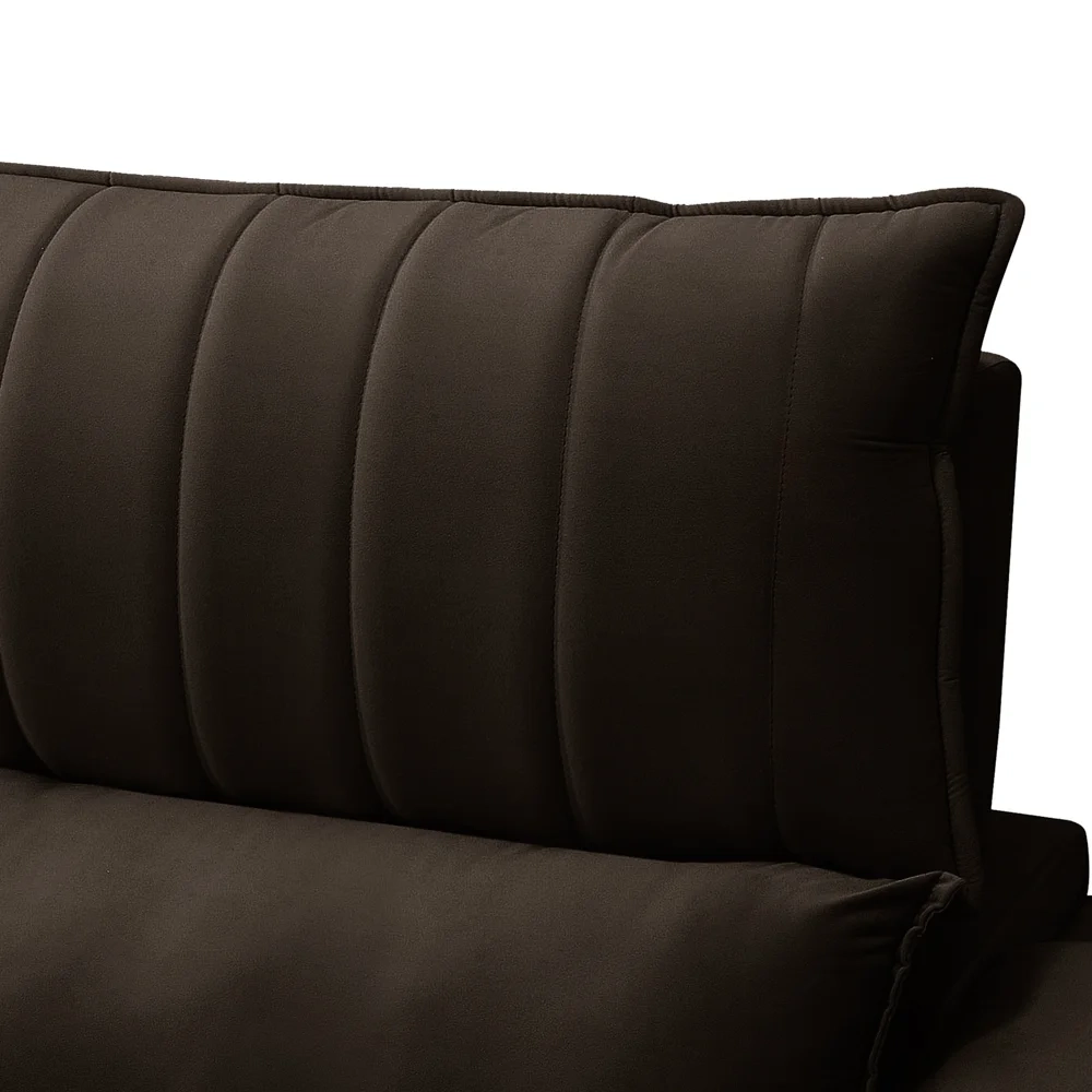 Sofá Retrátil 4 Lugares com Porta Copo 280cm Andes F05 Veludo Marrom Escuro - Mpozenato