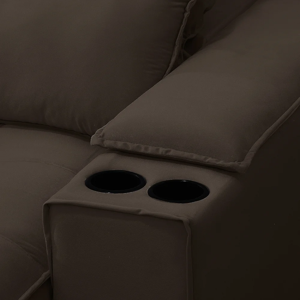 Sofá Retrátil 4 Lugares com Porta Copo 280cm Andes F05 Veludo Marrom Escuro - Mpozenato