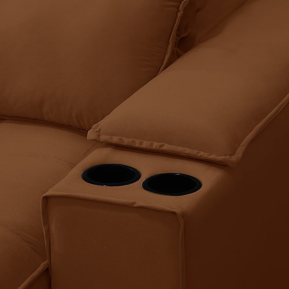 Sofá Retrátil 4 Lugares com Porta Copo 280cm Andes F05 Veludo Terracota - Mpozenato