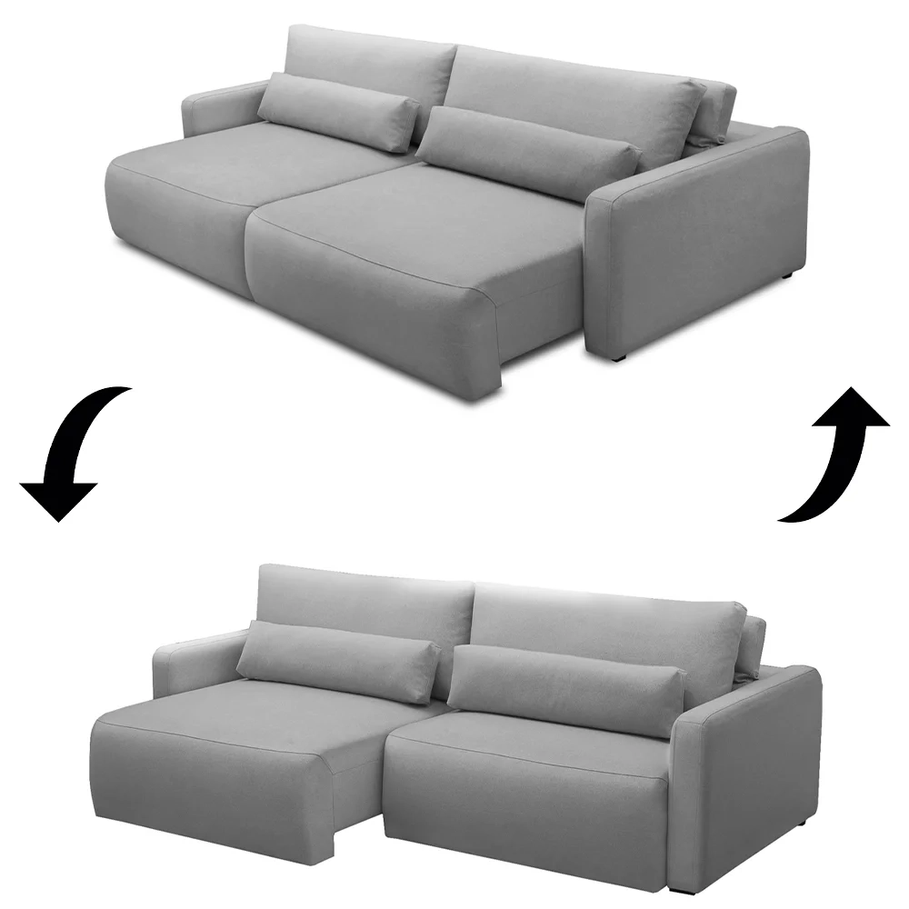 Sofá Retrátil Reclinável 210cm Sinna F05 Linho Cinza - Mpozenato