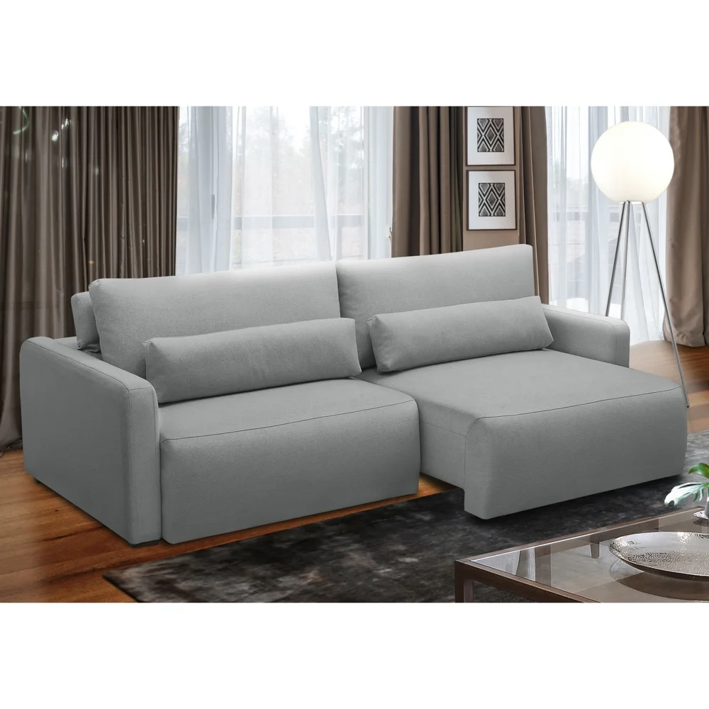 Sofá Retrátil Reclinável 240cm Sinna F05 Linho Cinza - Mpozenato