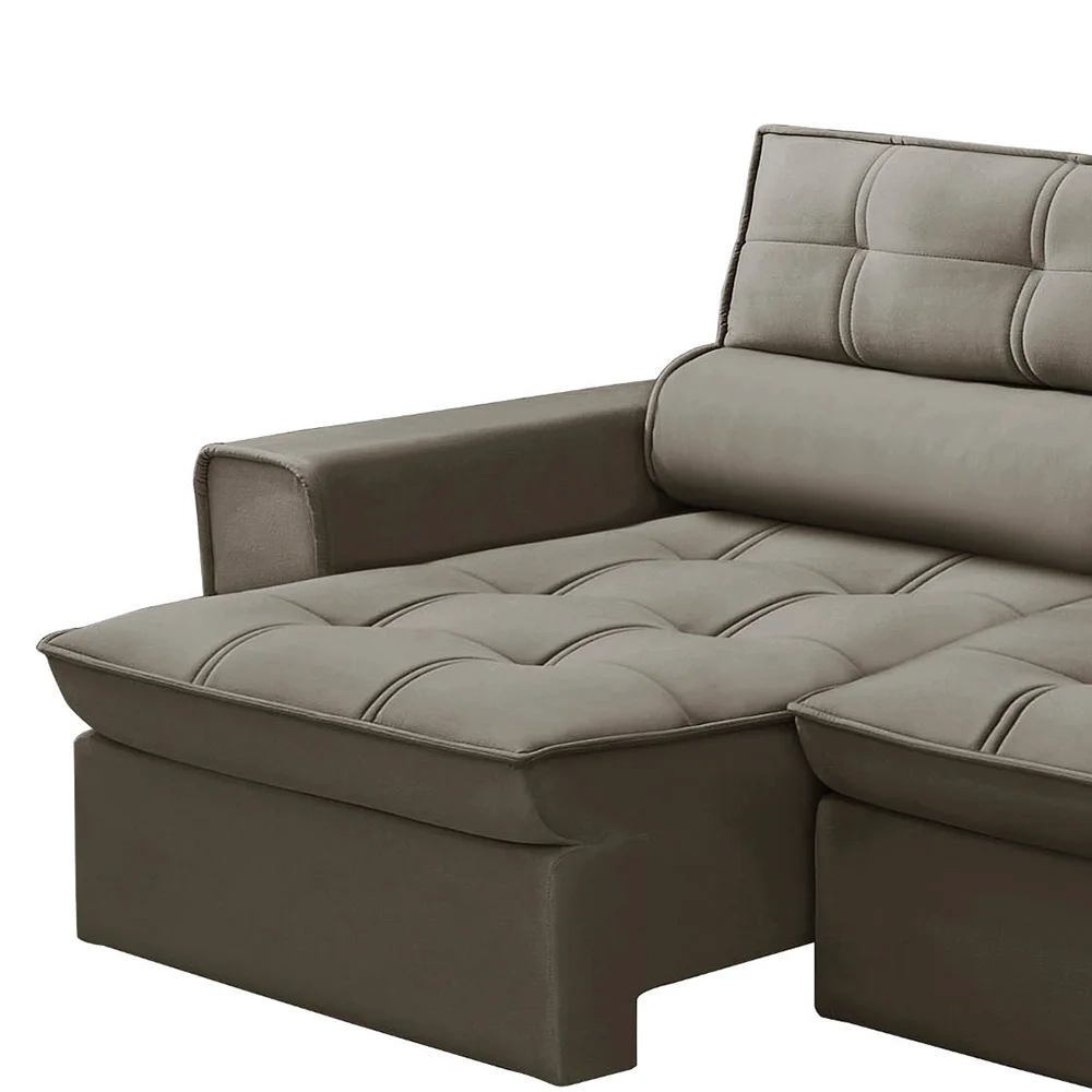 Sofá Retrátil Reclinável 3 Lugares 180cm Blanches F05 Veludo Castor - Mpozenato