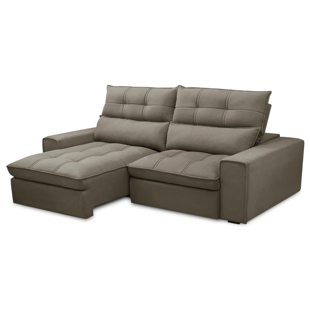 Sofá Retrátil Reclinável 3 Lugares 210cm Damy F05 Veludo Marrom - Mpozenato