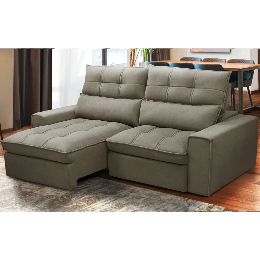 Sofá Retrátil Reclinável 3 Lugares 210cm Damy F05 Veludo Marrom - Mpozenato