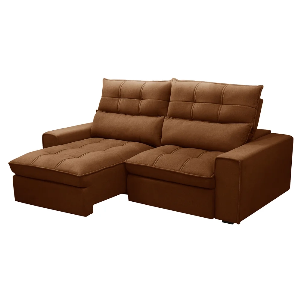 Sofá Retrátil Reclinável 3 Lugares 230cm Damy F05 Veludo Terracota - Mpozenato