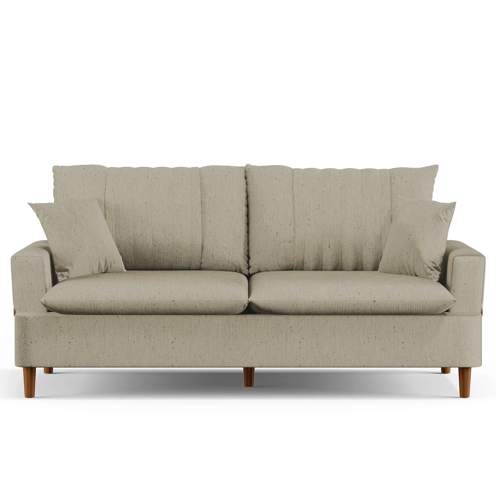 Sofá Living 2 Lugares 160cm com Almofadas Veras D05 Linho Bege - Mpozenato