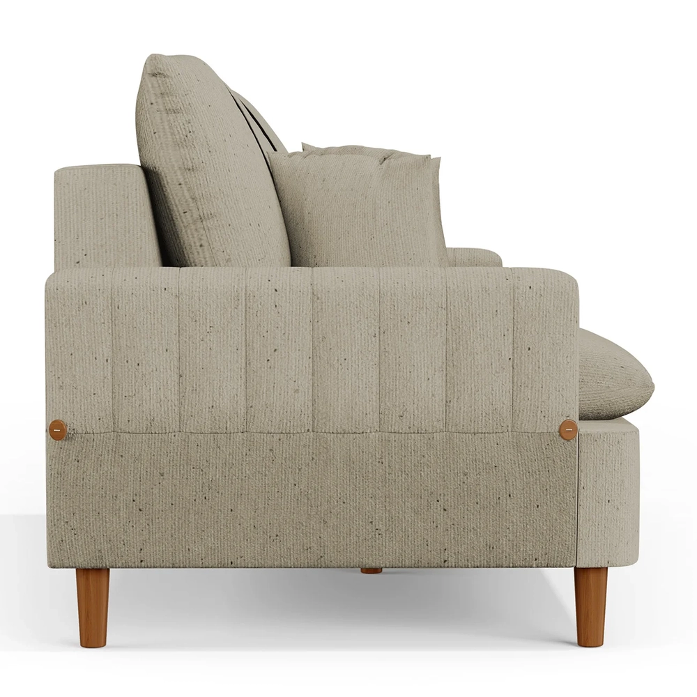 Sofá Living 2 Lugares 160cm com Almofadas Veras D05 Linho Bege - Mpozenato