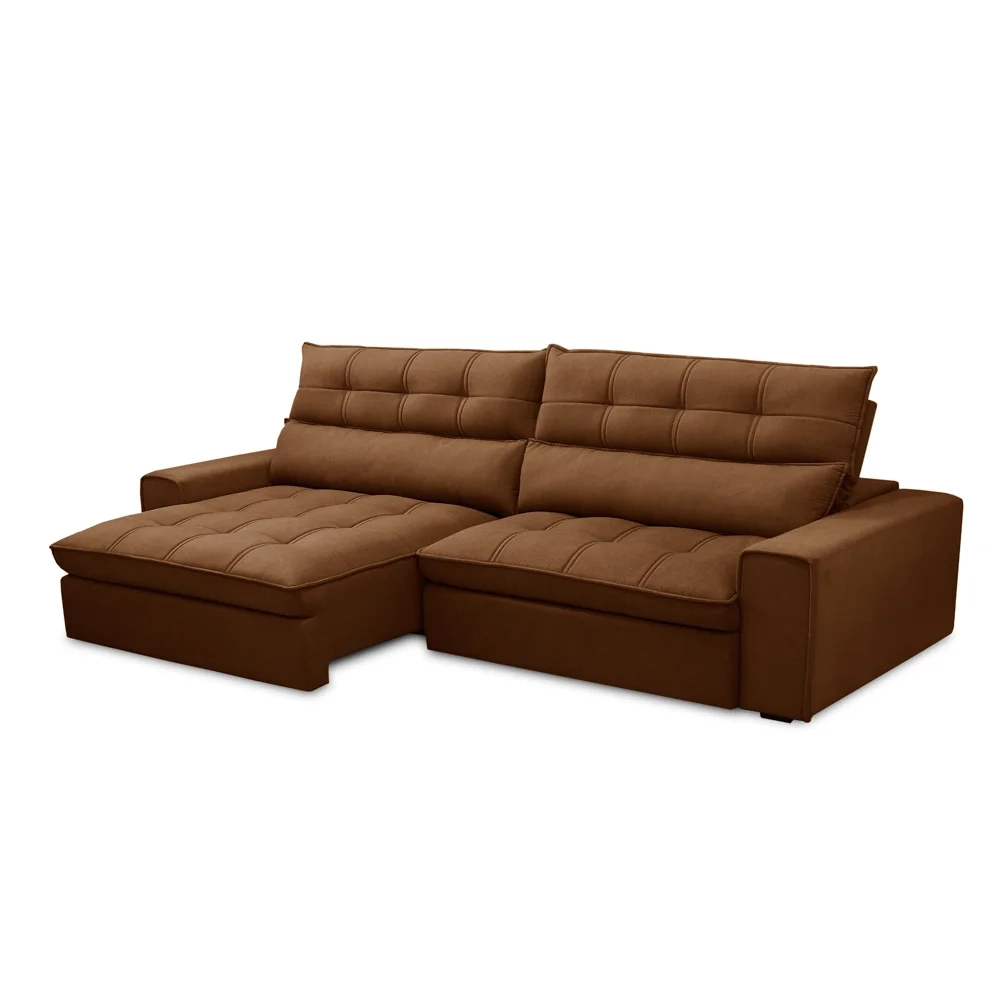 Sofá Retrátil Reclinável 3 Lugares 250cm Damy F05 Veludo Terracota - Mpozenato