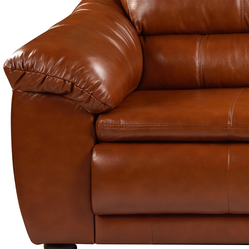 Sofá 3 Lugares Sala de Estar 200cm Veneza Couro Conhaque - Scala Decor