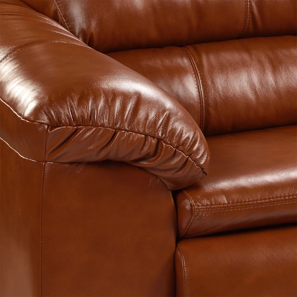 Sofá 3 Lugares Sala de Estar 200cm Veneza Couro Conhaque - Scala Decor