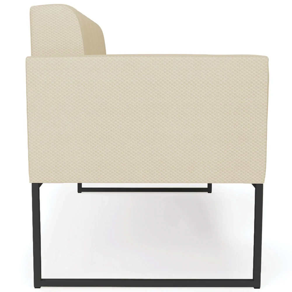 Sofá Namoradeira e 1 Poltrona Base Industrial Preto Ana Veludo Luxo Off White - Ibiza