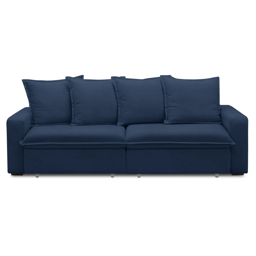 Sofá Retrátil Reclinável 3 Lugares 195cm Roma F05 Veludo Azul - Mpozenato