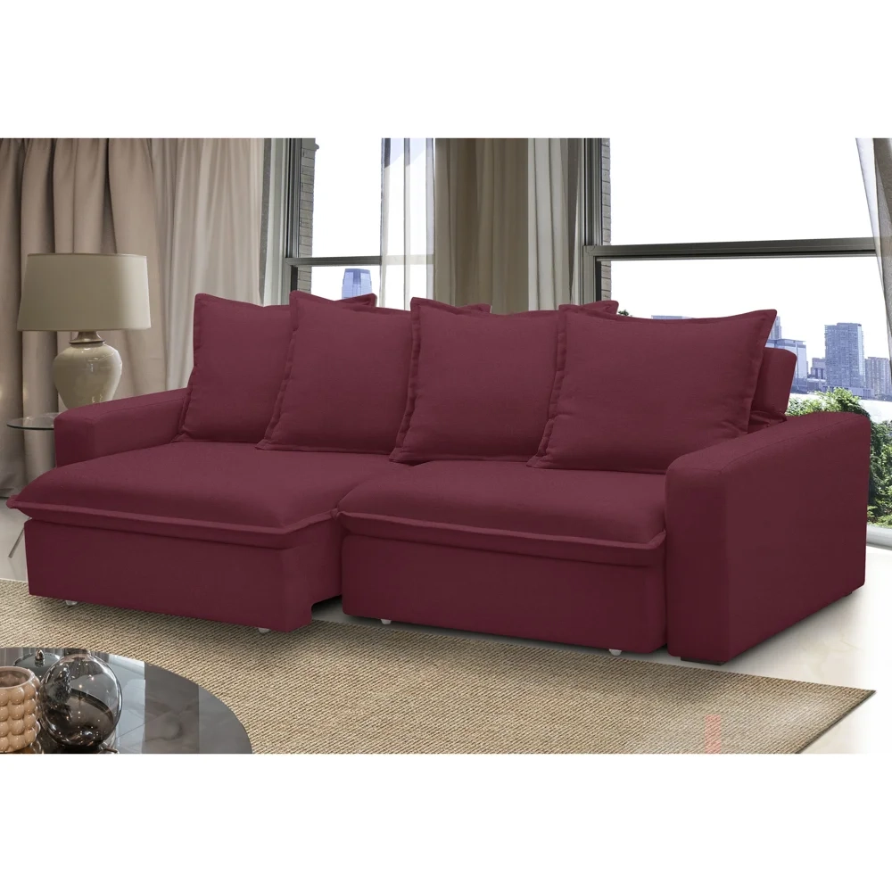 Sofá Retrátil Reclinável 3 Lugares 195cm Roma F05 Veludo Bordô - Mpozenato