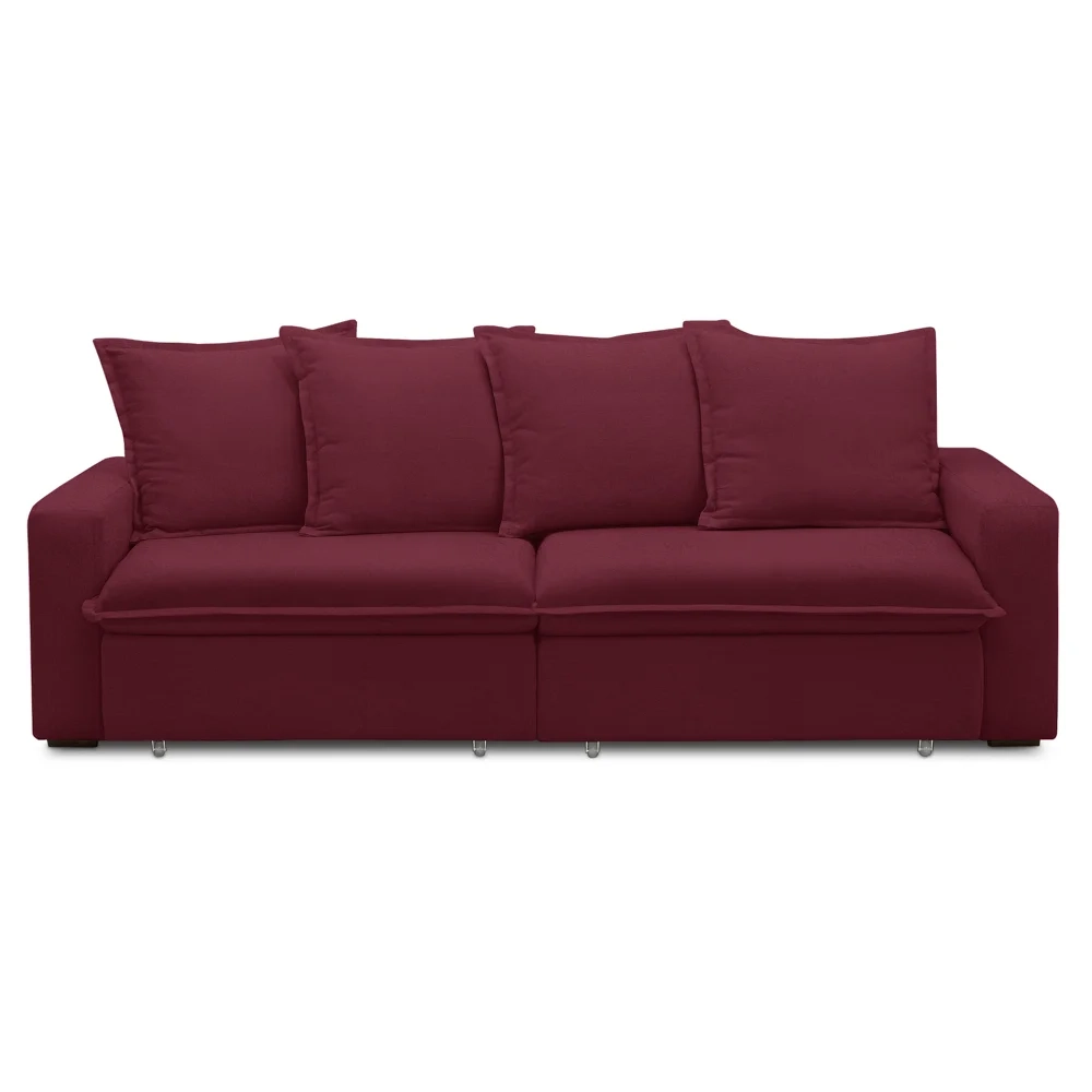 Sofá Retrátil Reclinável 3 Lugares 195cm Roma F05 Veludo Bordô - Mpozenato