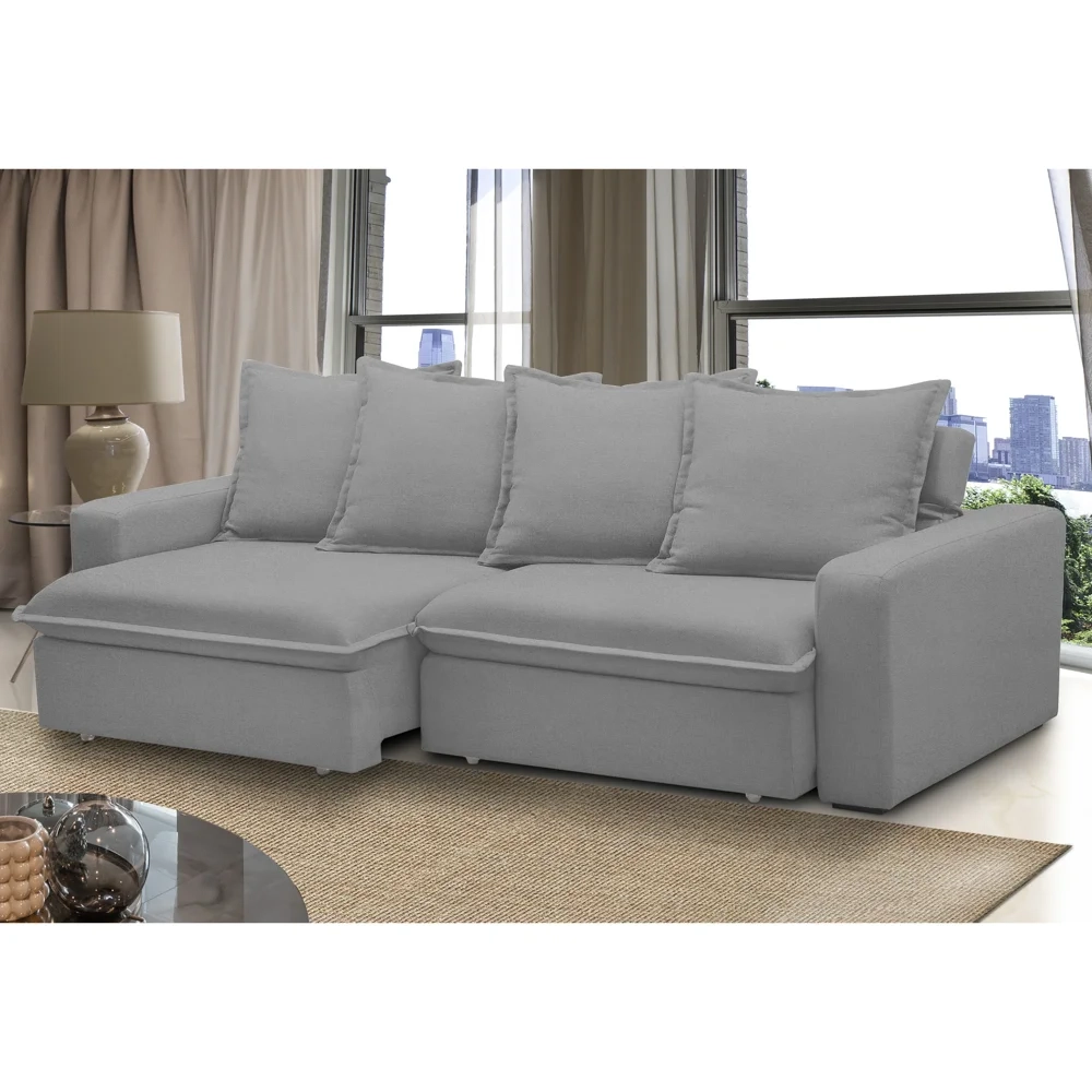 Sofá Retrátil Reclinável 3 Lugares 195cm Roma F05 Veludo Cinza - Mpozenato