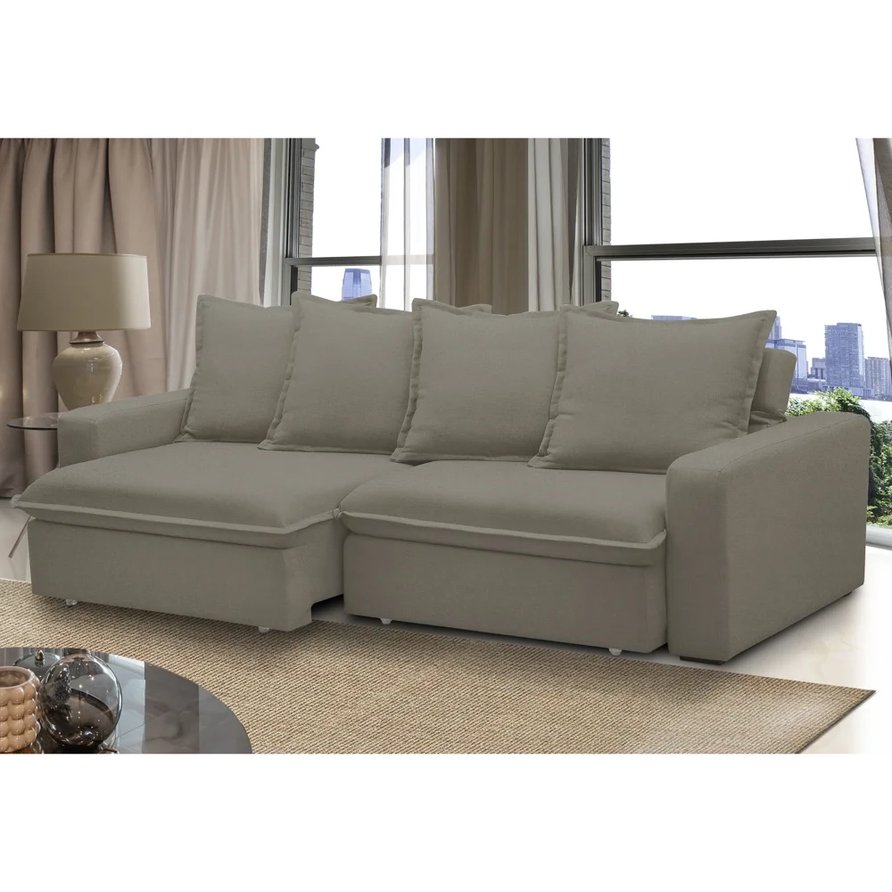 Sofá Retrátil Reclinável 3 Lugares 195cm Roma F05 Veludo Marrom - Mpozenato