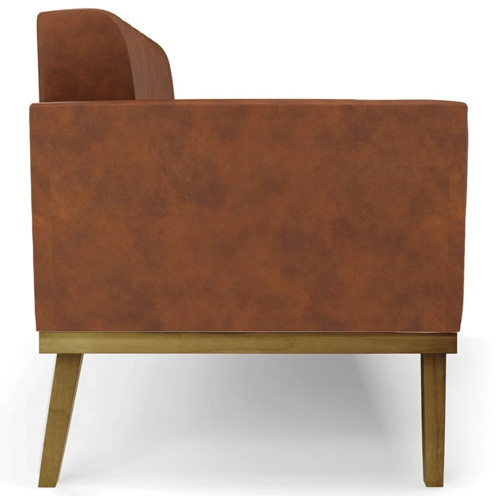 Sofá Namoradeira e 1 Poltrona Base Madeira Castanho Ana Sintético PU Nozes - Ibiza