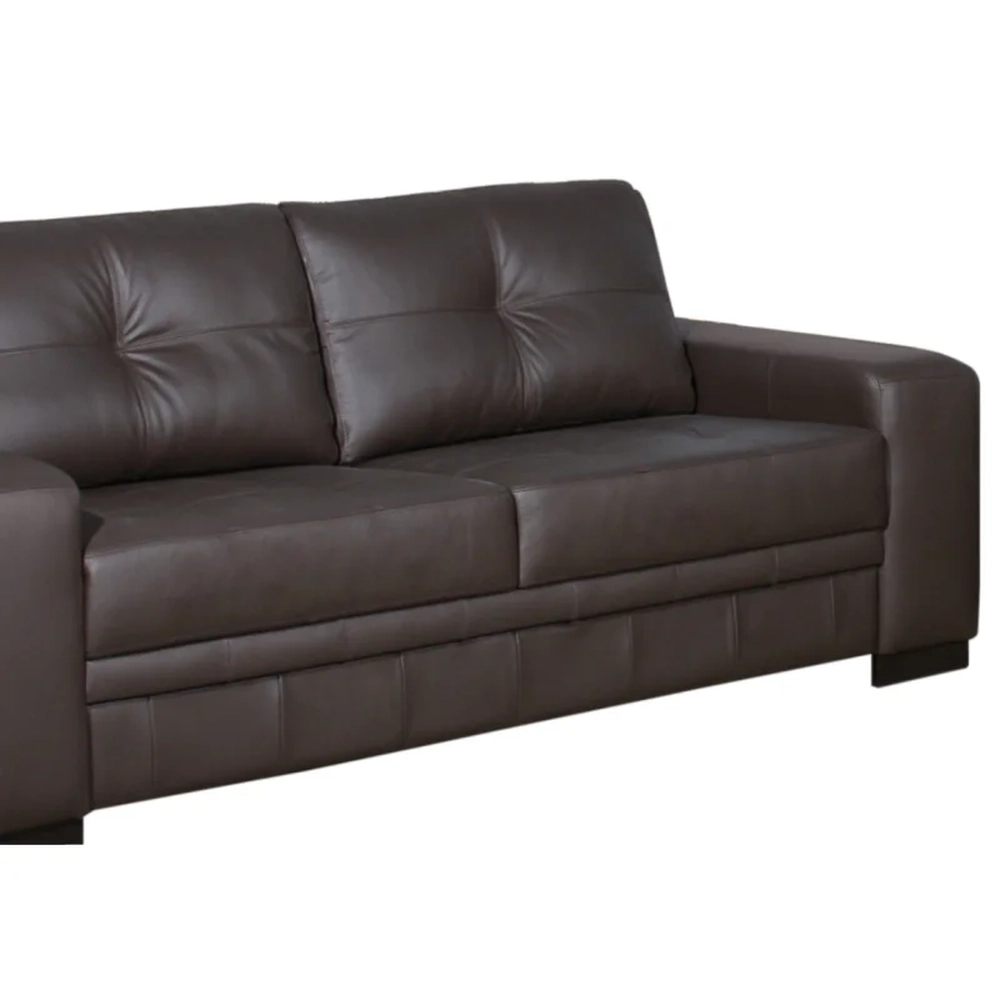 Sofá 03 Lugares 2, 10 m Couro Milano Marrom - Scala Decor