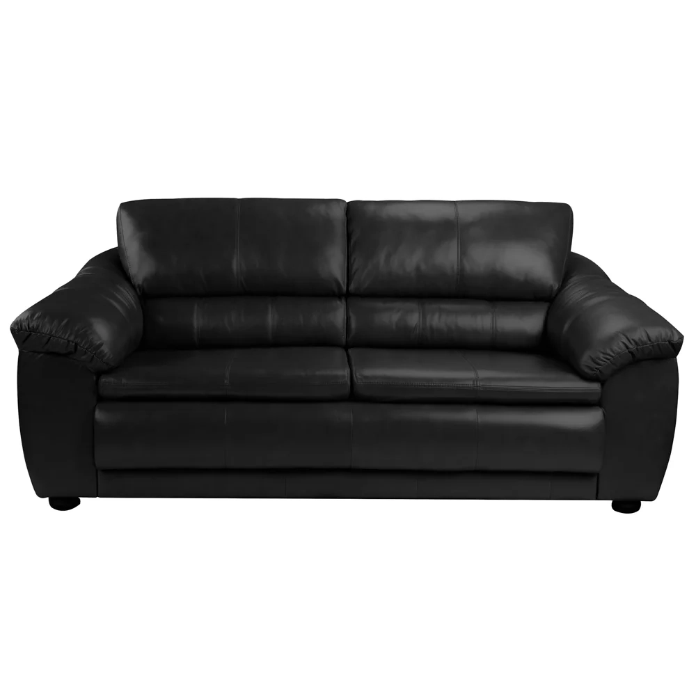 Sofá 2 Lugares Sala de Estar 155cm Veneza Couro Preto - Scala Decor