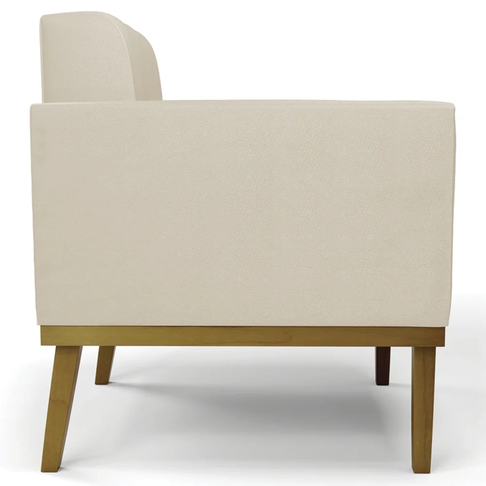 Sofá Namoradeira e 1 Poltrona Base Madeira Castanho Ana Sintético Bege - Ibiza