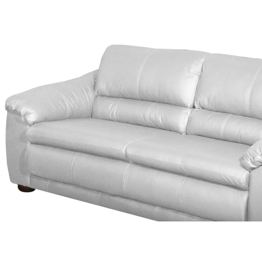 Sofá 3 Lugares Sala de Estar 200cm Veneza Couro Branco - Scala Decor