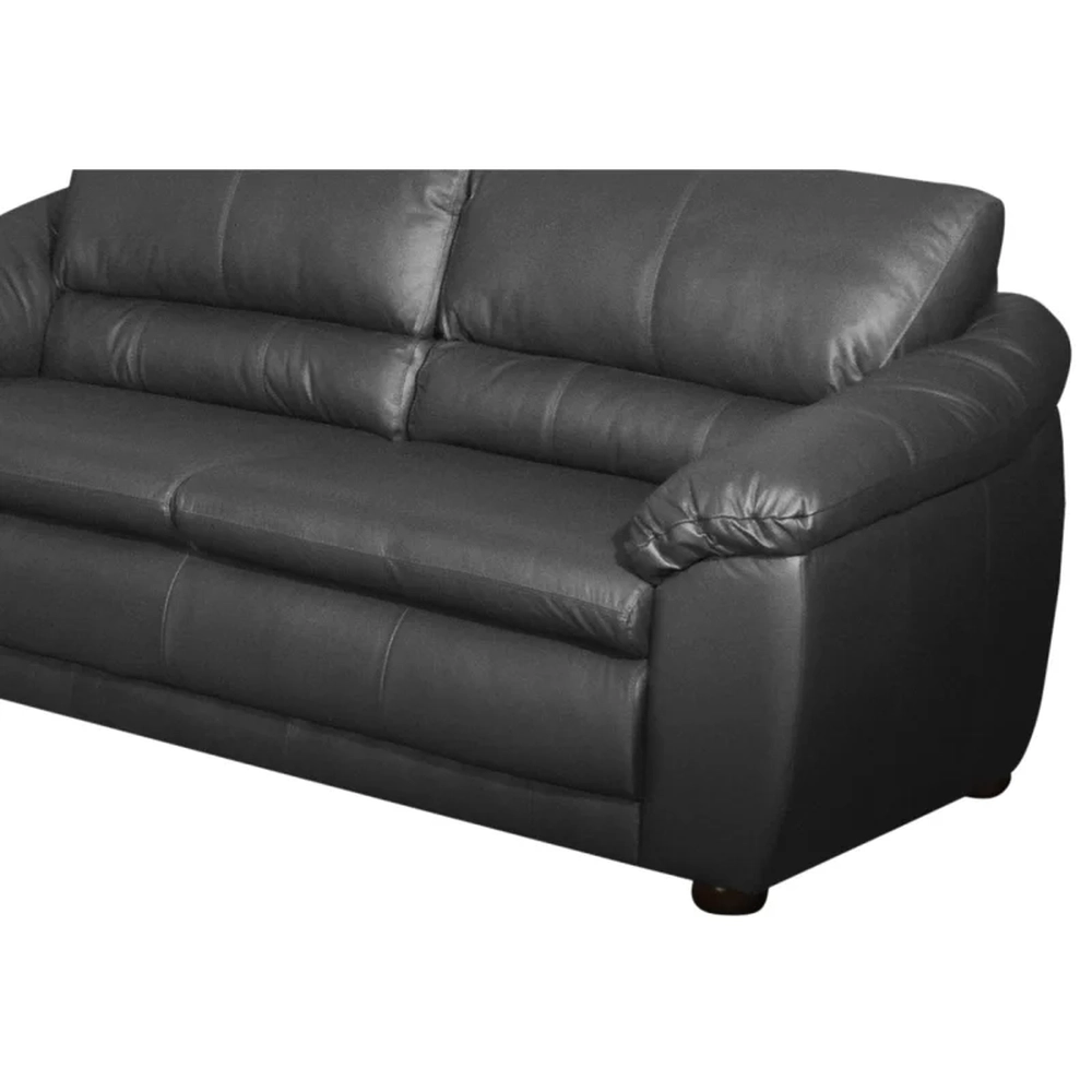 Sofá 3 Lugares Sala de Estar 200cm Veneza Couro Preto - Scala Decor