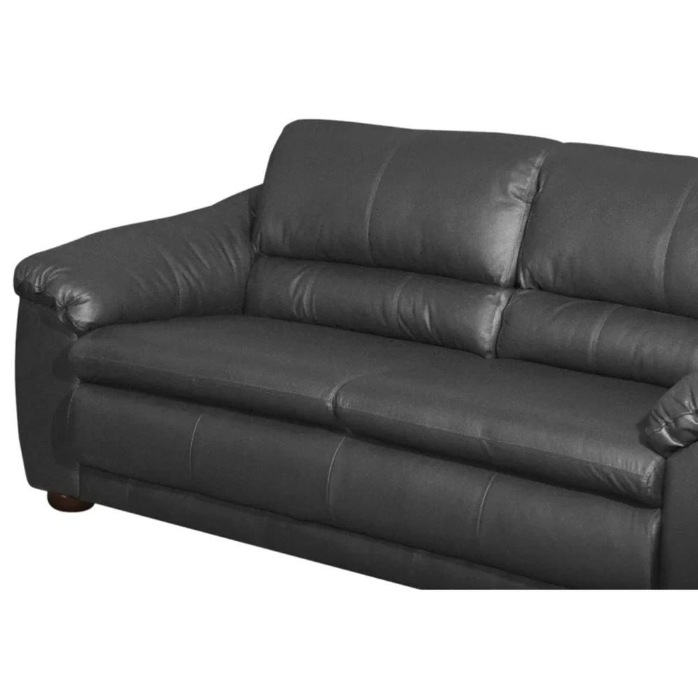 Sofá 3 Lugares Sala de Estar 200cm Veneza Couro Preto - Scala Decor