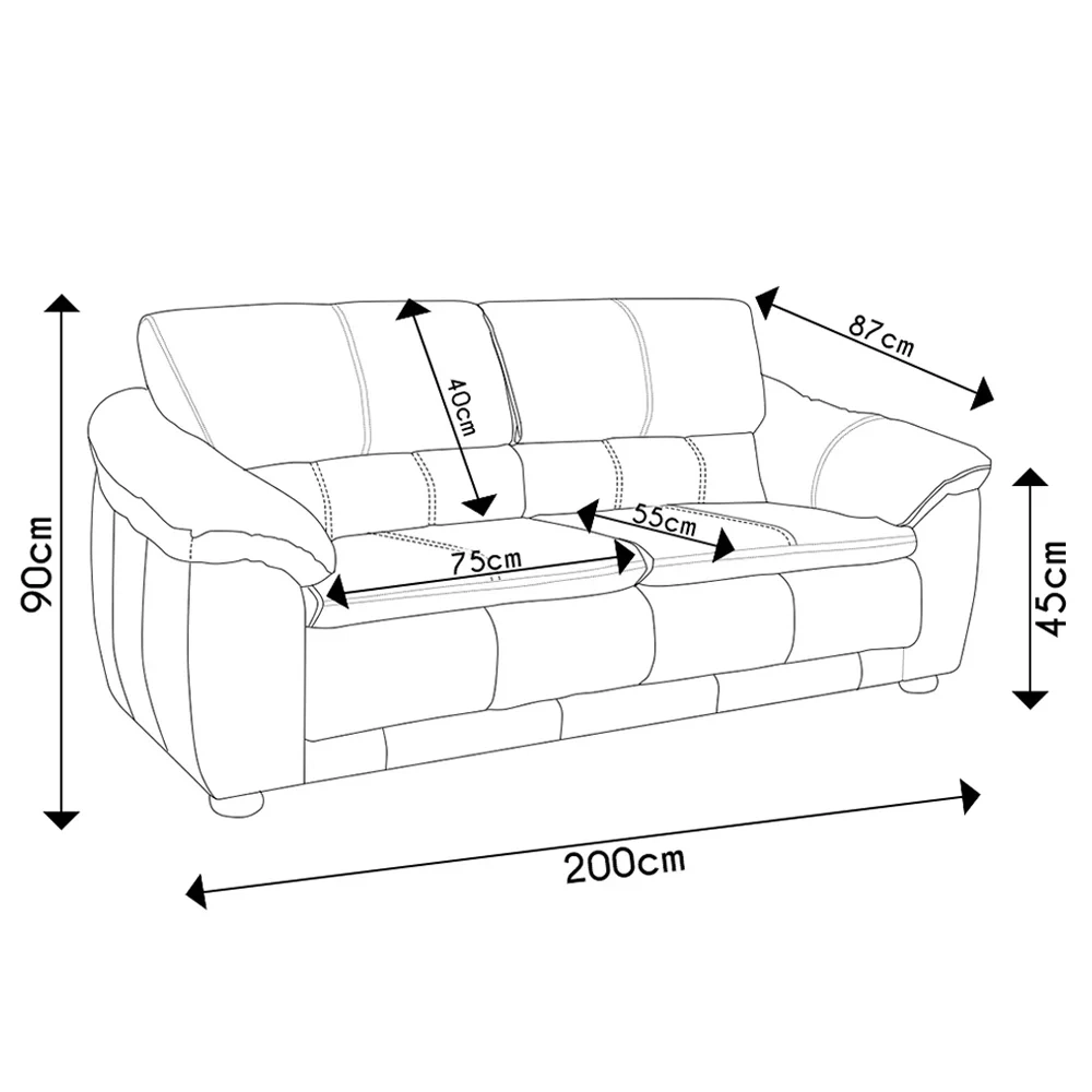 Sofá 3 Lugares Sala de Estar 200cm Veneza Couro Marrom - Scala Decor