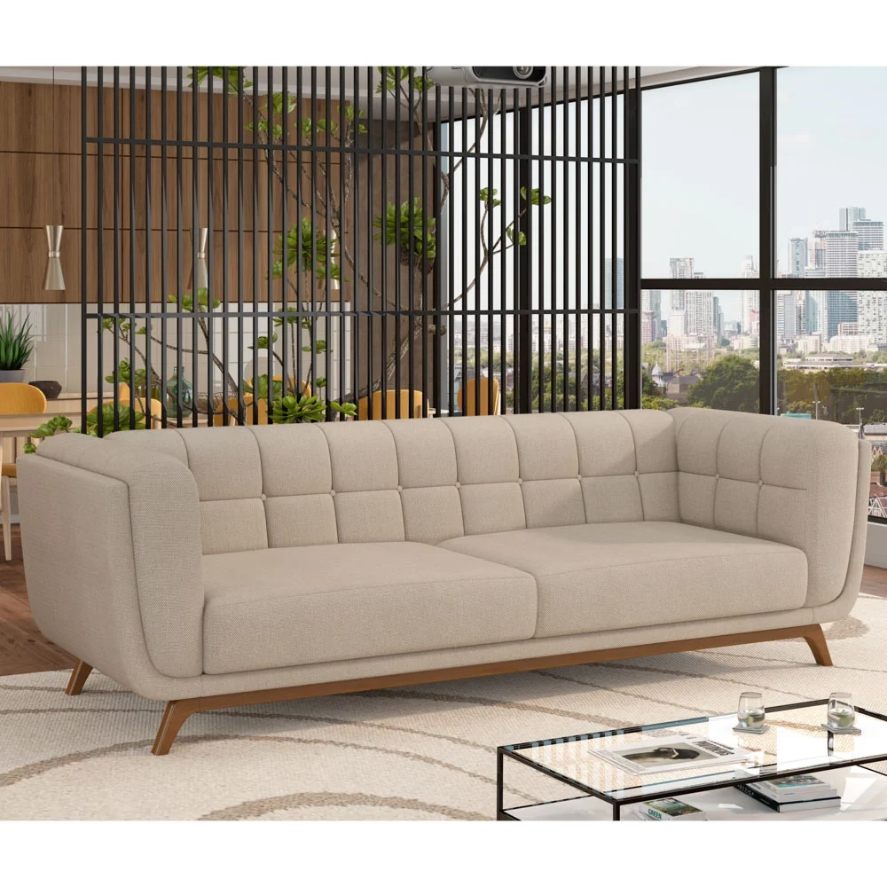 Sofá Living Decorativo 2 Lugares 180cm Bellart Z32 Linho Cru - Mpozenato