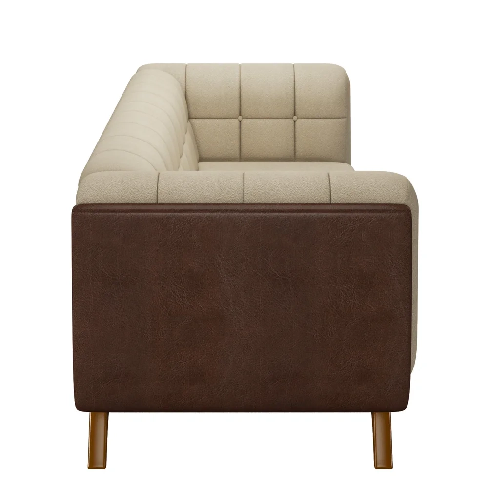 Sofá Living Decorativo 2 Lugares 180cm Bellart Z32 Boucle Bege/Sintético Café - Mpozenato