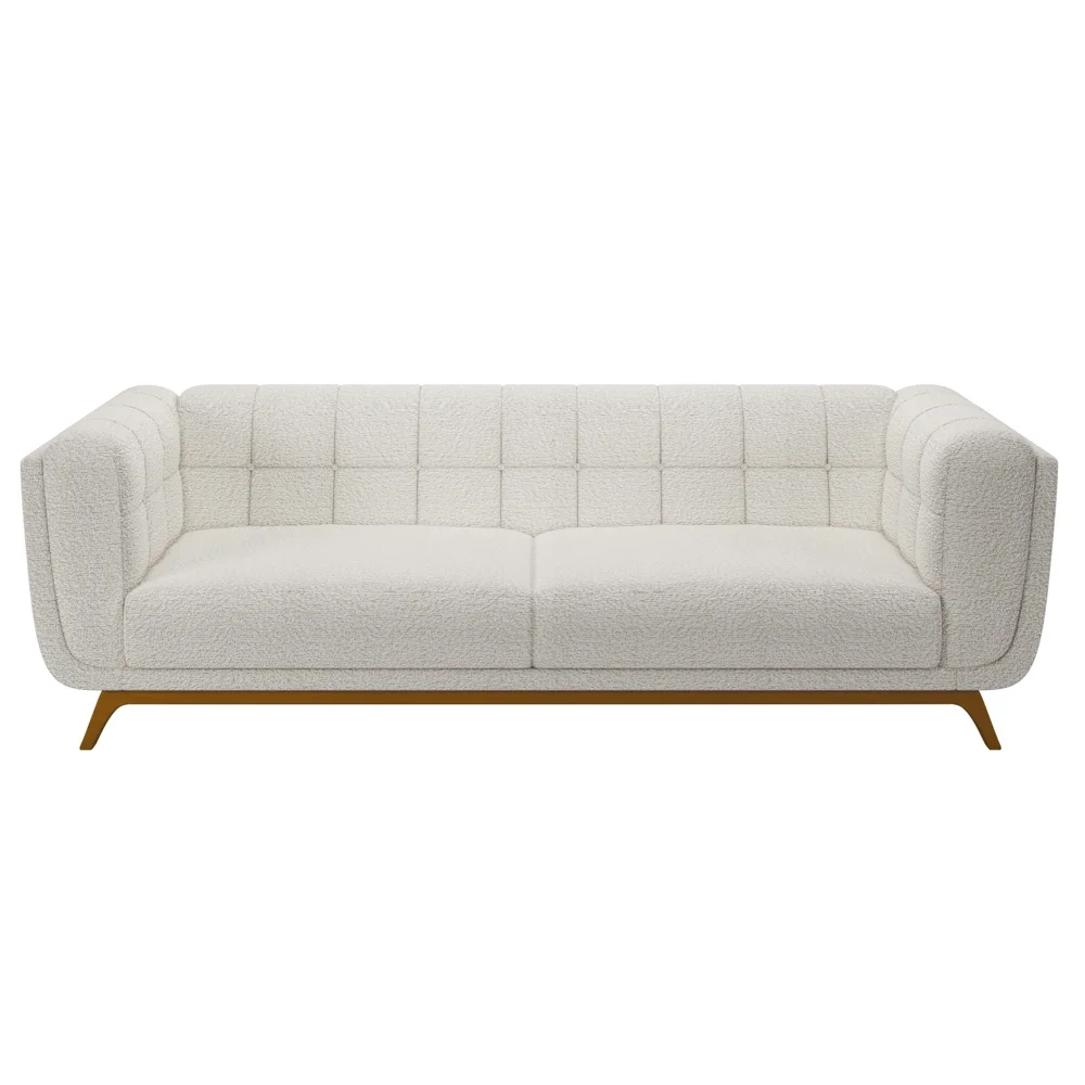 Sofá Living Decorativo 2 Lugares 180cm Bellart Z32 Boucle Branco - Mpozenato