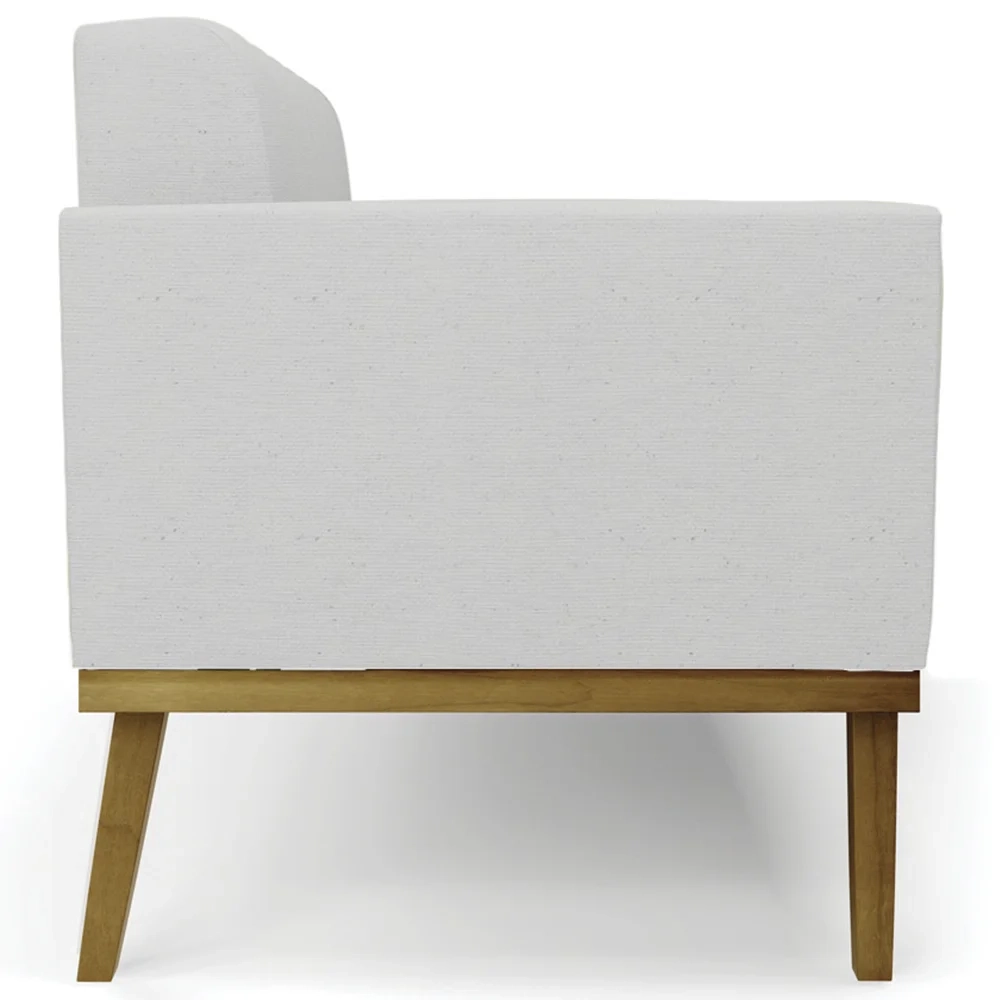 Sofá Namoradeira e 1 Poltrona Base Madeira Castanho Ana Linho Cinza - Ibiza