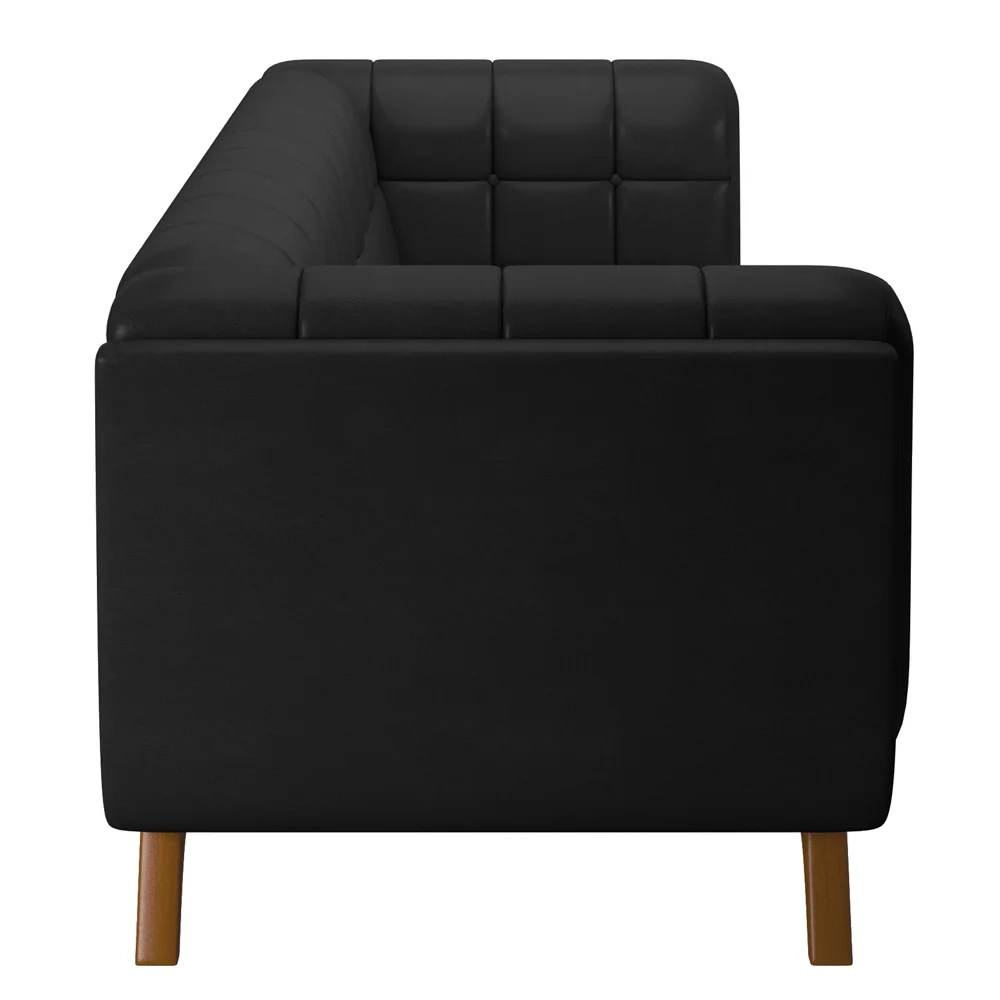 Sofá Living Decorativo 3 Lugares 240cm Bellart Z32 Sintético Preto - Mpozenato