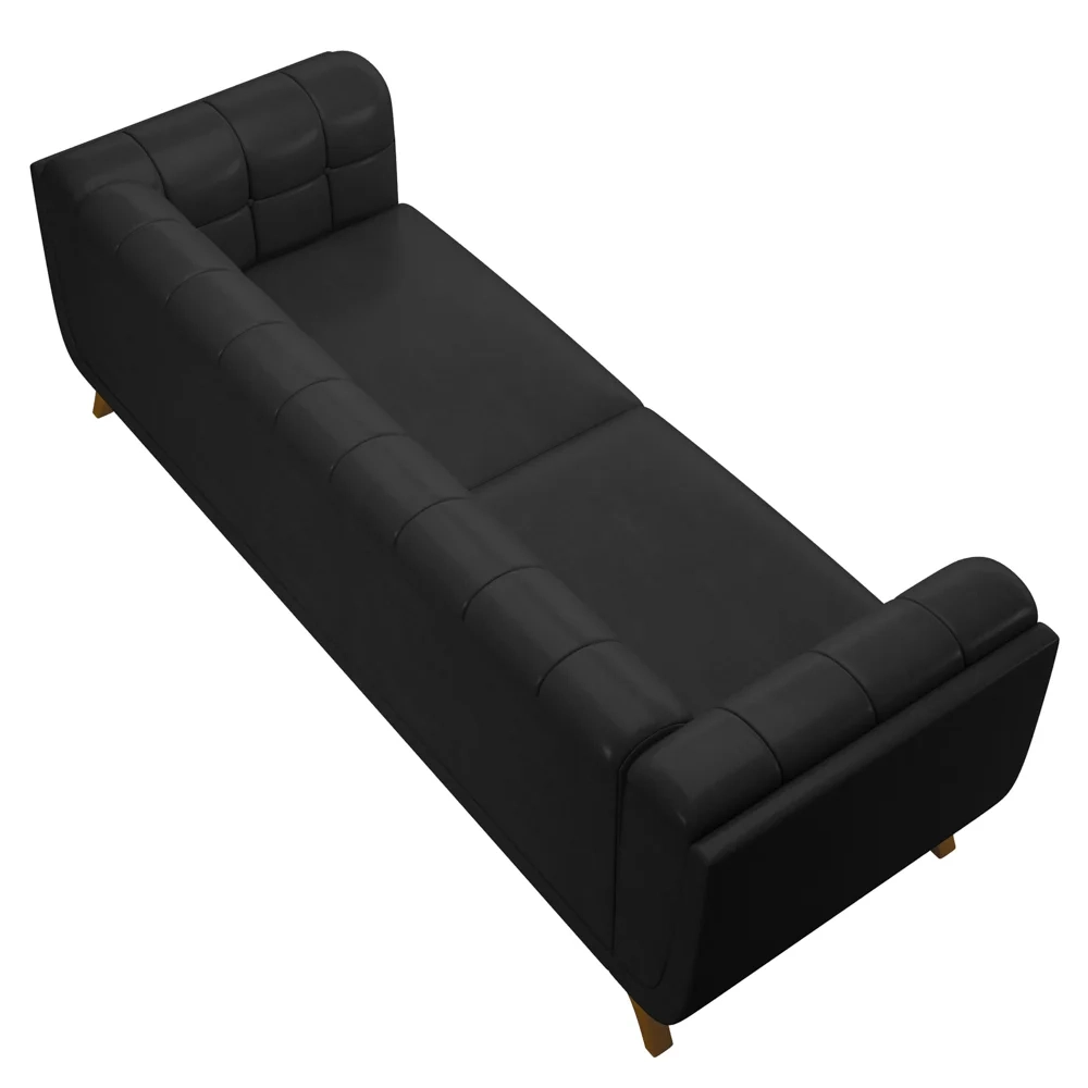 Sofá Living Decorativo 3 Lugares 240cm Bellart Z32 Sintético Preto - Mpozenato