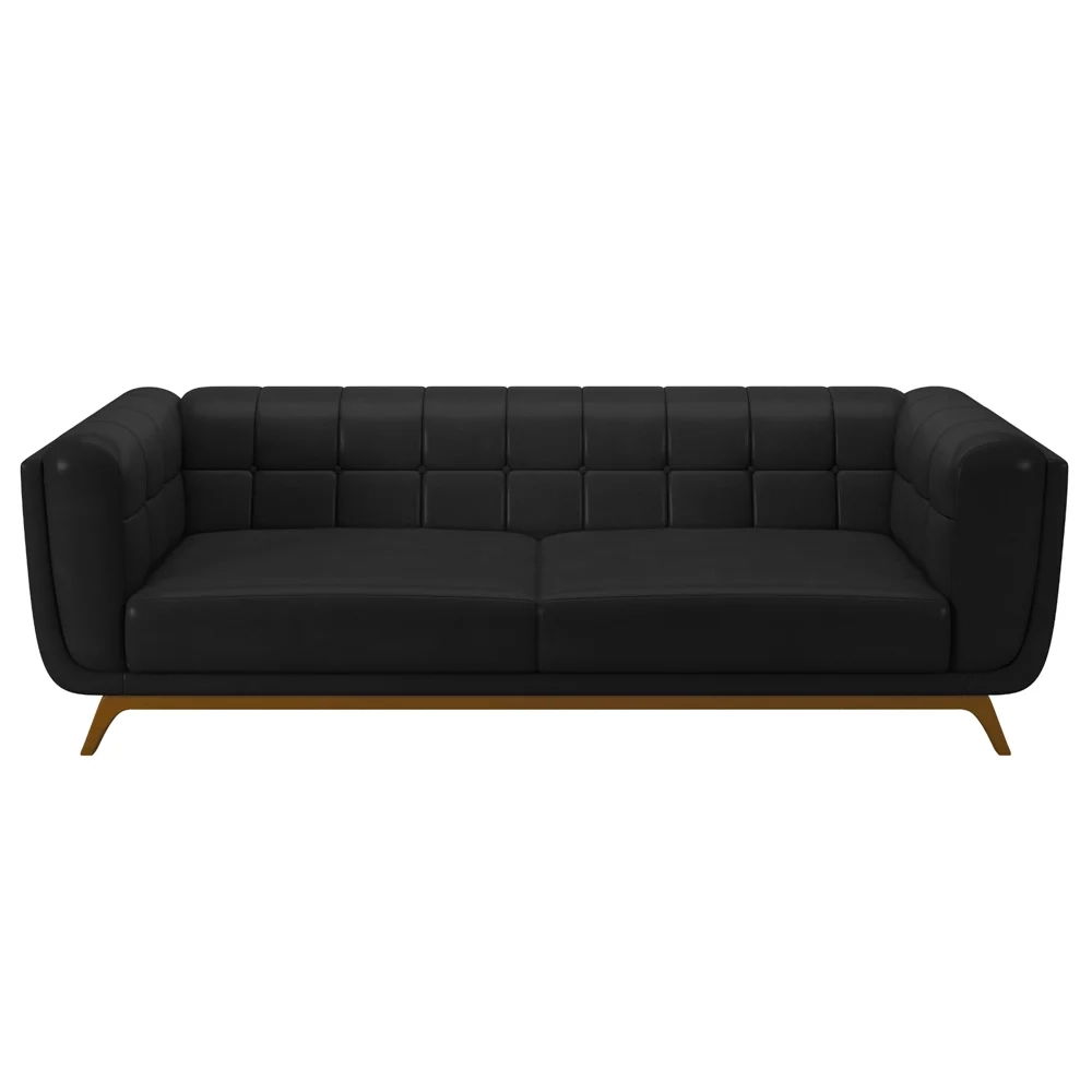 Sofá Living Decorativo 3 Lugares 240cm Bellart Z32 Sintético Preto - Mpozenato