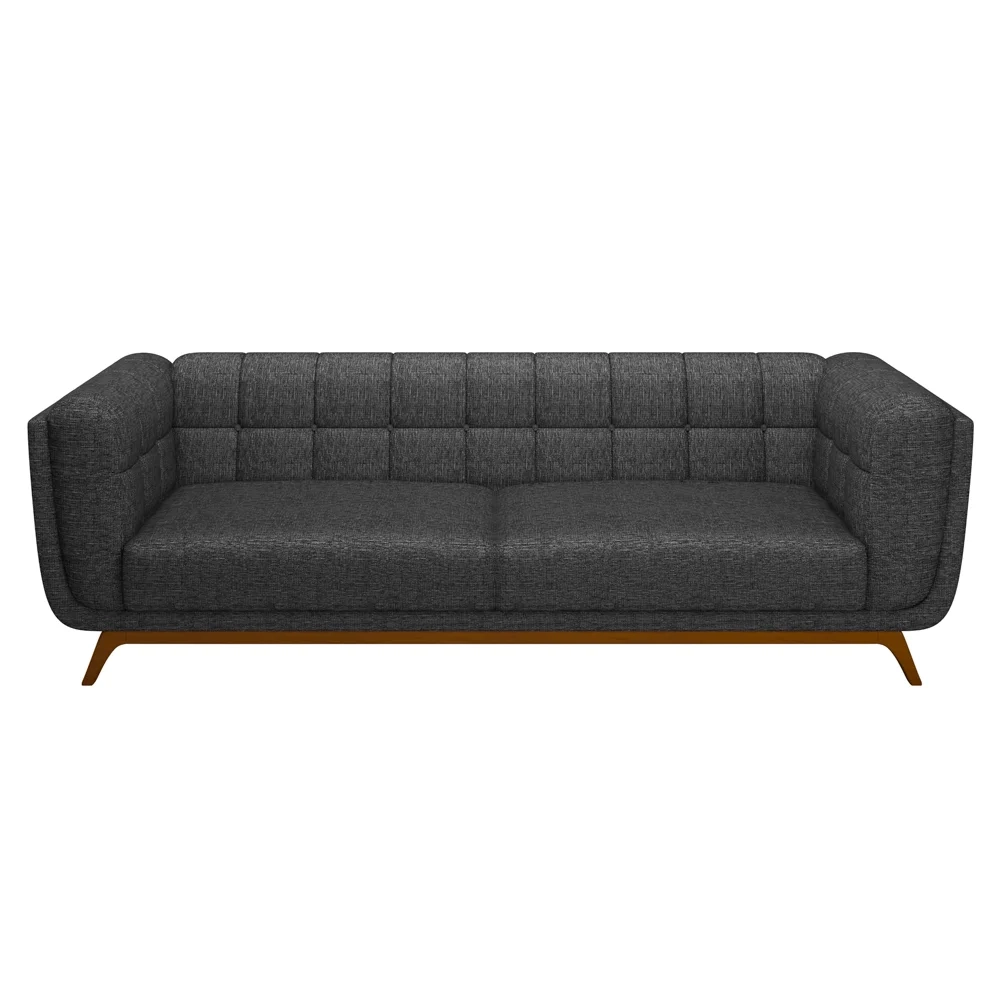 Sofá Living Decorativo 3 Lugares 240cm Bellart Z32 Linho Chumbo - Mpozenato