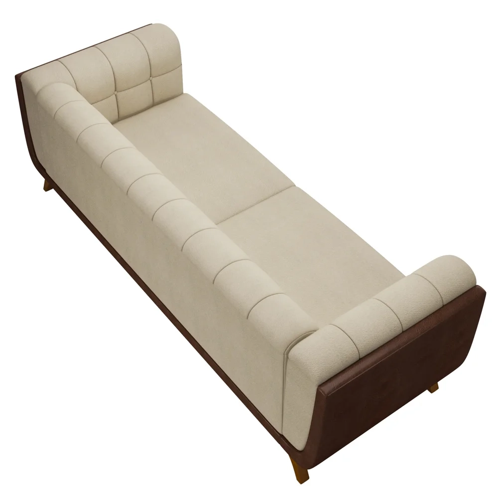 Sofá Living Decorativo 3 Lugares 240cm Bellart Z32 Boucle Bege/Sintético Café - Mpozenato