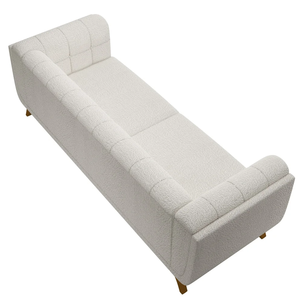 Sofá Living Decorativo 3 Lugares 240cm Bellart Z32 Boucle Branco - Mpozenato