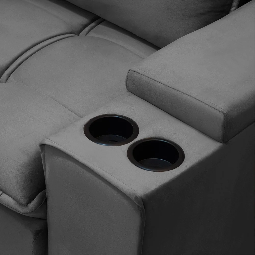 Sofá Retrátil Reclinável 3 Lugares 210cm Moritz F05 Veludo Grafite - Mpozenato